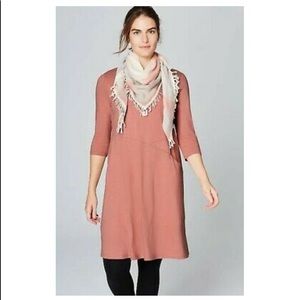 Pure Jill Easy Knit Seamed Dress in Rose
